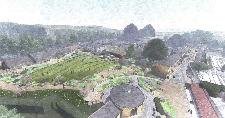 CGI of what the Rising development of the walled garden at Raby Castle will look like